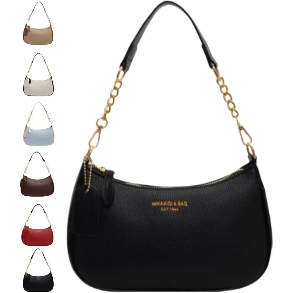 Small Adjustable Crossbody Bag – Chic Vegan Leather Hobo Purse in Black